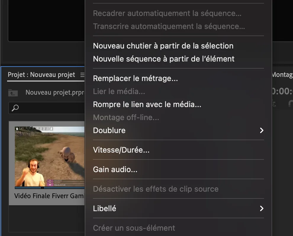 Créer une séquence à partir de la vidéo