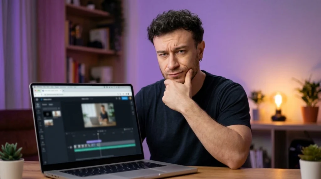 Charles-Edward sceptique devant un site de montage vidéo gratuit en ligne
