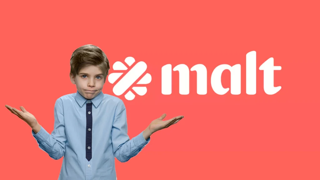 Enfant qui hausse les épaules devant le logo de Malt