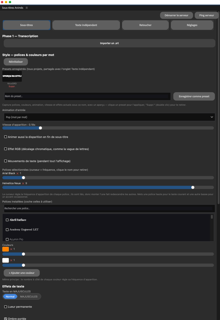 Plugin de création de sous-titres IA / textes animés IA sur Premiere